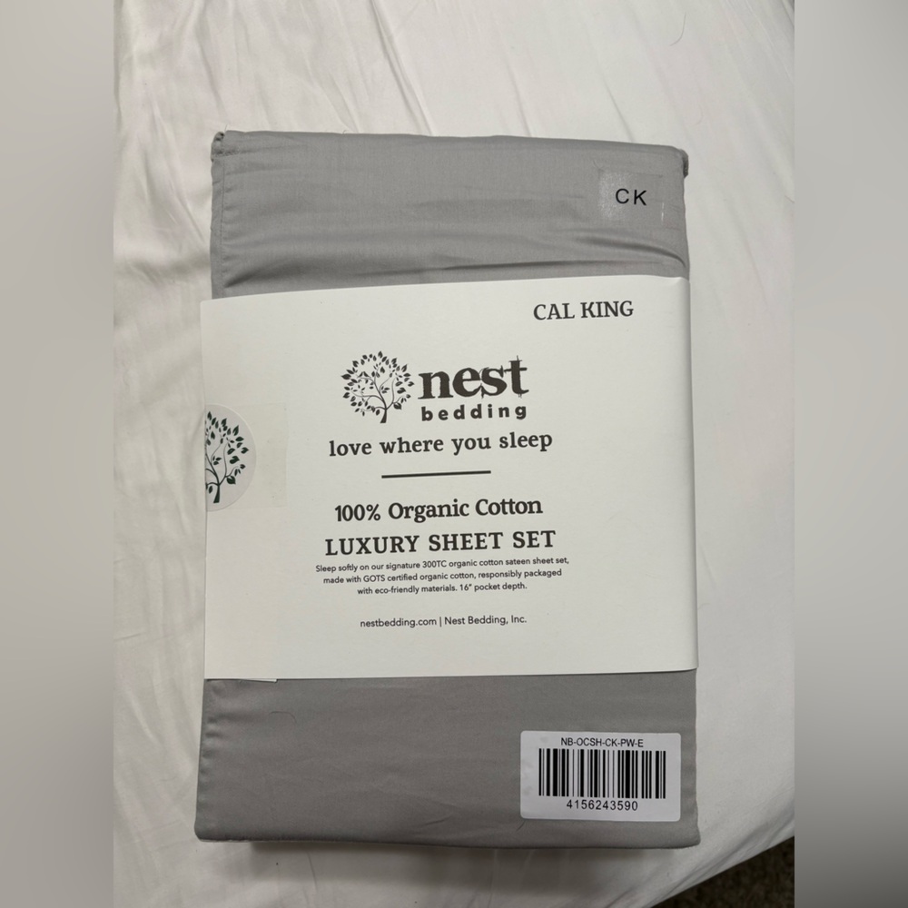 NEW California King 100% Organic Cotton Luxury Sheet Set - NEST Bedding